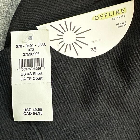 NWT Aerie Offline High-rise Crossover waist Waffle knit Leggings Black XS Short - Picture 13 of 14